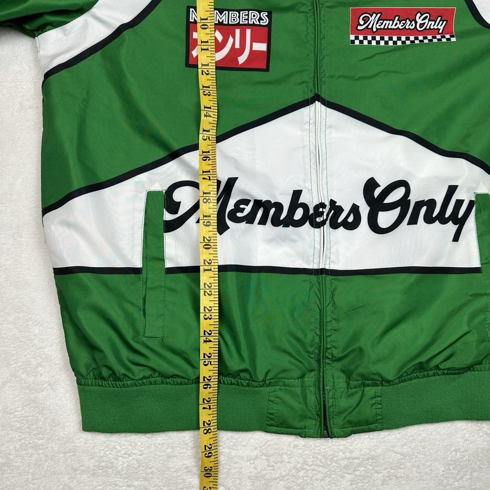 Members Only Sport Jacket Men's Large Green White MCMLXXV Racing Track Jacket - Picture 4 of 8